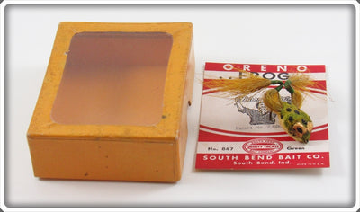 Vintage South Bend Green Oreno Frog Lure In Box 847