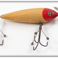 Vintage South Bend Red Head Surface Minnow With Bing Hooks