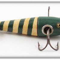 Vintage The Charmer Minnow Co Green & White Blunt Nose Charmer Lure