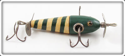 Vintage The Charmer Minnow Co Green & White Blunt Nose Charmer Lure