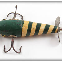 The Charmer Minnow Co Green & White Blunt Nose Charmer