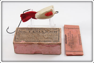 Vintage Jamison White & Red Coaxer Lure In Box