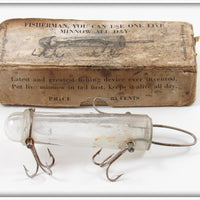 Vintage Detroit Glass Minnow Tube Company Minnow Tube Lure In Box