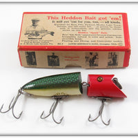 Vintage Heddon Red Head Green Scale Zig Wag Lure In Box 8309 DRH