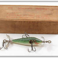 Vintage Heddon Green Fancy Back High Forehead 100 Minnow In Wood Box