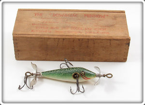 Vintage Heddon Green Fancy Back High Forehead 100 Minnow In Wood Box