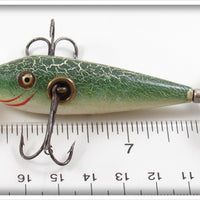 Heddon Green Fancy Back High Forehead 100 Minnow In Wood Box