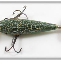 Heddon Green Fancy Back High Forehead 100 Minnow In Wood Box