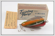 Watt Tackle Co Red, Yellow, Green & Orange Twirling Twirp Lure In Box