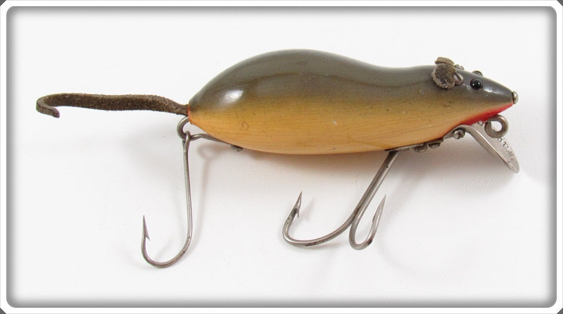 Vintage Heddon Grey Mouse Wood Meadow Mouse Lure 