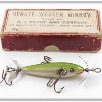 Vintage H. J. Frost & Company Silver & Green Senate Minnow Lure In Box