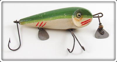Vintage Donaly Green & White Redfin Minnow Lure 