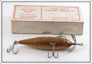 Vintage Keeling Gold Back Expert Minnow Lure In Box