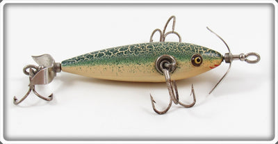 Vintage Pflueger Green Crackleback Three Hook Neverfail Minnow Lure
