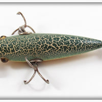 Pflueger Green Crackleback Three Hook Neverfail Minnow ~