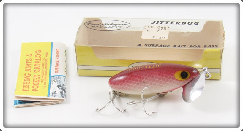 Vintage Fred Arbogast Purple Scale Flat Eye Jitterbug Lure In Box