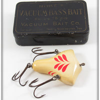 Vintage Howe's Red & White Vacuum Bass Bait Lure In Tin