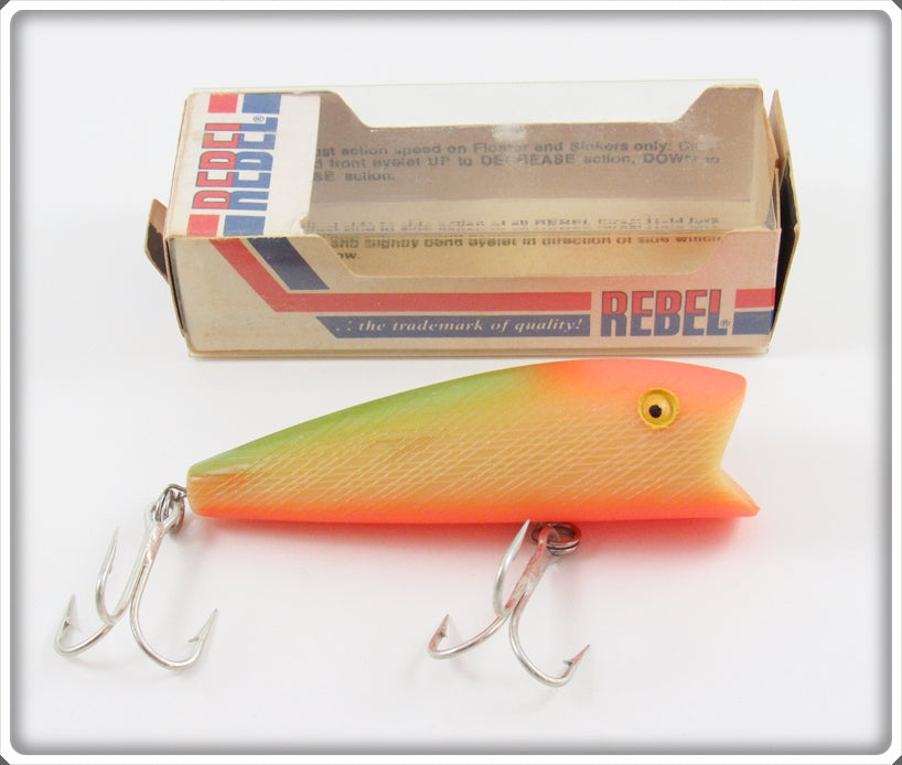 Vintage Rebel Green Back Orange Bone P42 Popper Minnow Lure In Box