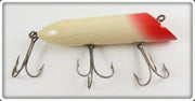 Vintage Moonlight White Body Red Tail Wobbler Lure