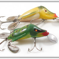 Vintage Jamison Yellow Perch & Frog Wig L Twin Lure Pair