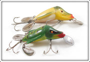 Vintage Jamison Yellow Perch & Frog Wig L Twin Lure Pair