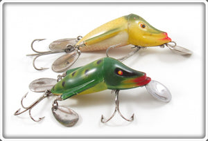 Vintage Jamison Yellow Perch & Frog Wig L Twin Lure Pair