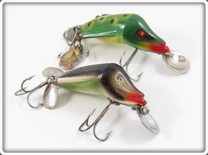Vintage Jamison Frog & Natural Chub Wig L Twin Lure Pair