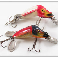 Vintage Jamison Red & White And Rainbow Wig L Twin Lure Pair