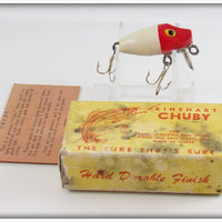 Vintage Rinehart White Red Head Chuby Lure In Box WRH