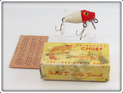 Vintage Rinehart White Red Head Chuby Lure In Box WRH