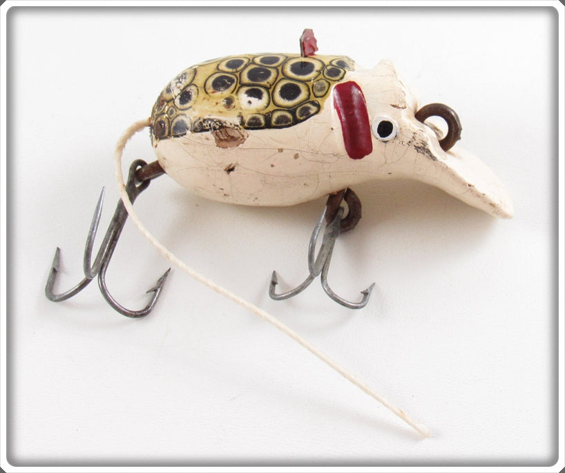 Vintage Bud Stewart Spotted & White Crippled Mouse Lure