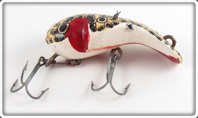 Vintage Bud Stewart Spotted & White Crippled Wiggler Lure