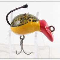 Vintage Bud Stewart Spotted, Yellow & Red Pregnant Mouse Lure