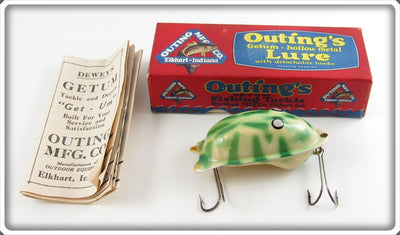 Vintage Outing Mfg Co White & Green Du Getum Lure In Box 