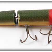 Vintage Heddon Red Head Green Scale Jointed Vamp Lure 7309DRH
