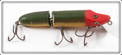 Vintage Heddon Red Head Green Scale Jointed Vamp Lure 7309DRH