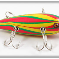 K Lures Red, Yellow & Green Crooked Bayou Minnow In Box