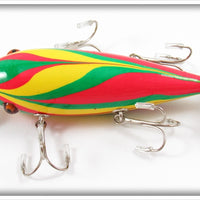 K Lures Red, Yellow & Green Crooked Bayou Minnow In Box
