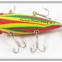 K Lures Red, Yellow & Green Crooked Bayou Minnow In Box