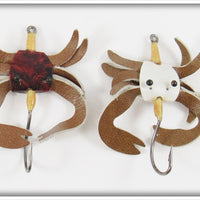 Vintage B-17 Tortoiseshell & White Fly Rod Crab Lure Pair