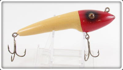 Vintage Moonlight Red Head White Pollywog Lure 