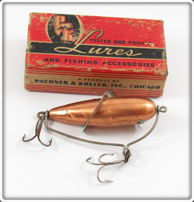 Vintage P & K Gold Finish Spinning Minnie Lure In Box