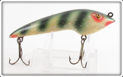 Vintage Moonlight White Green/Black Stripes Pollywog Lure