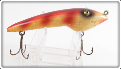 Vintage Moonlight White Red Stripes Pollywog Lure