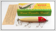 Rinehart White Body Red Head Transparent Musky Buzer Lure In WW Box