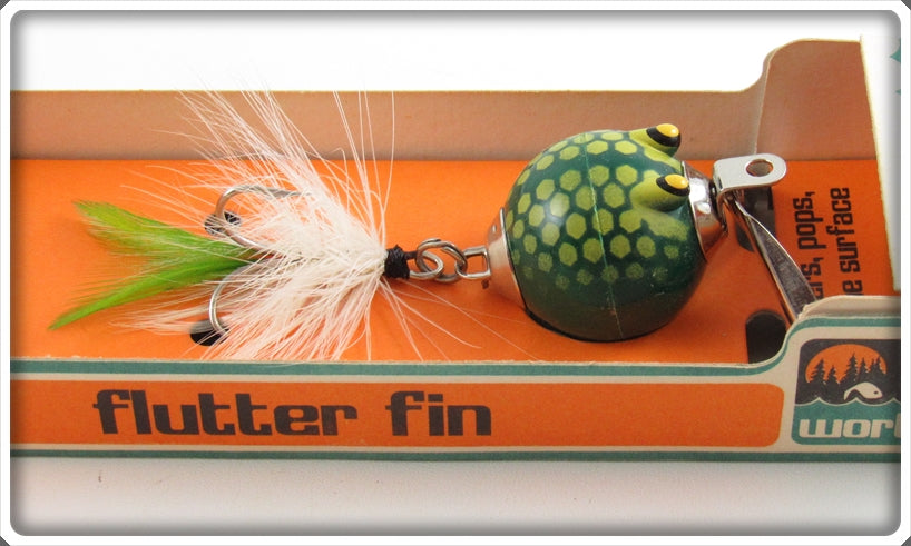 Vintage Worth Green With Yellow Spots Flutter Fin Lure In Box For Sale ...