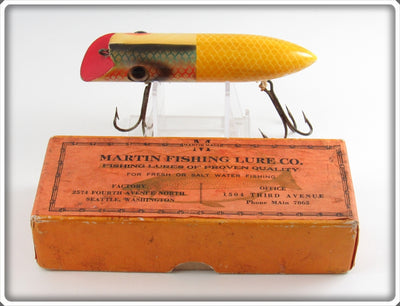 Vintage Martin Fishing Lure Co Three Color Salmon Plug Lure In Box