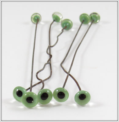 Lot Of 10 Green Glass Eyes For Lure Making, Repair Or Replacement A10