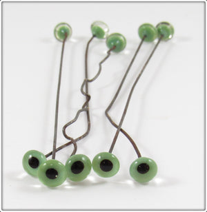 Lot Of 10 Green Glass Eyes For Lure Making, Repair Or Replacement A10