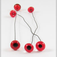 Lot Of 6 Red Glass Eyes For Lure Making, Repair Or Replacement A2